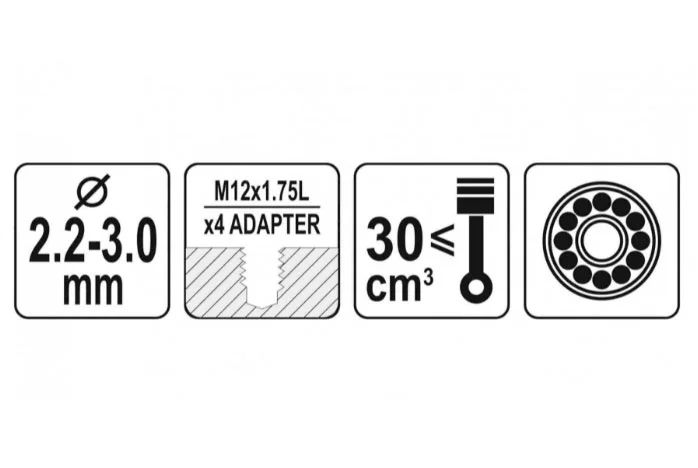 ГОЛОВКА ДЛЯ КРІПЛЕННЯ ЖИЛКИ ДО ГАЗОНОКОСАРОК YATO: Ø=2.2-3 ММ, M12X1.75 + 4 АДАПТЕРА YT-85121 фото