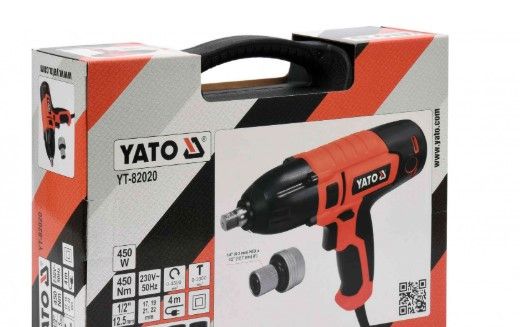 ГАЙКОВЕРТ УДАРНИЙ МЕРЕЖЕВИЙ YATO: 1/4" HEX X1/2" F, 450ВТ, 450НМ, 3300 ОБ/ХВ + 4 ГОЛОВКИ І КЕЙС YT-82020 фото