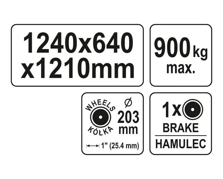 ВІЗОК ДЛЯ ПЕРЕВЕЗЕННЯ Г/К ПЛИТ YATO : НАВАНТАЖЕННЯ- 940 КГ, 1240 Х 640 Х 1210 ММ YT-37430 фото