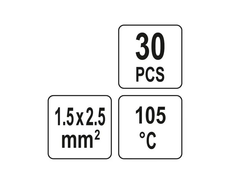 КЕМБРИКИ ТЕРМОУСАДНІ ПРИ T≤ 105°C З ПРИПОЄМ YATO : ДЛЯ ПРОВІДНИКІВ 1.5-2.5 ММ², 30 ШТ YT-81442 фото