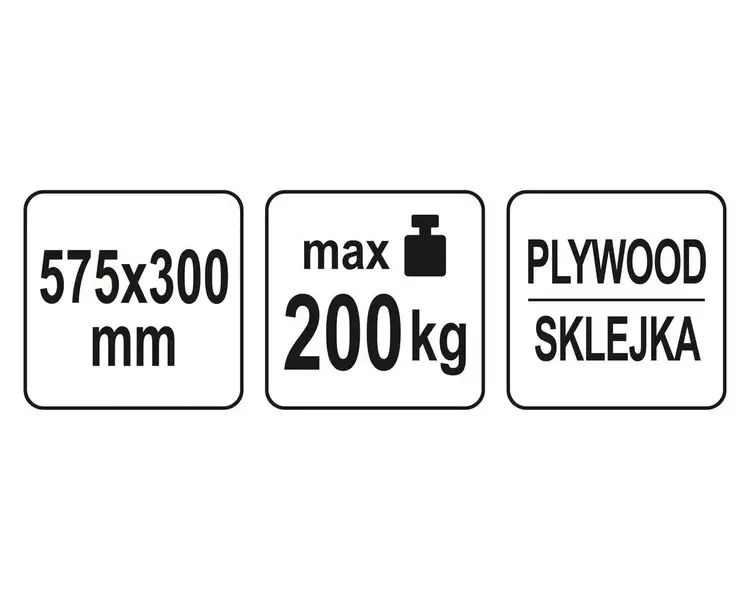 ВІЗОК-ПЛАТФОРМА YATO 575Х 300Х 18 ММ НА 4 КОЛЕСАХ Ø= 75 ММ, НАВАНТАЖ.- 200 КГ, H= 110 ММ YT-37421 фото