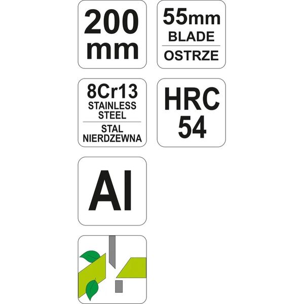 СІКАТОР YATO : НЕРЖАВІЮЧА СТАЛЬ, АЛЮМІНІЙ, L= 200 ММ, ЛЕЗО M= 55 ММ YT-8791 фото