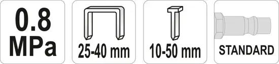 Степлер пневматичний YATO : P= 8 Bar, для скоб h= 25-40 мм, w= 5,7 мм і цвяхів h= 10-50 мм YT-09203 фото