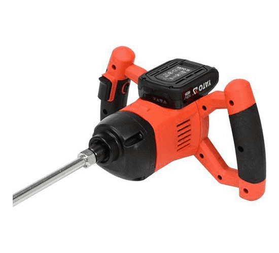 МІКСЕР АКУМУЛЯТОРНИЙ YATO : LI-ION 18 В, КРІПЛЕННЯ М14, 650 ОБ/ХВ, 2 АГОД, ЗАРЯДНИЙ ПРИСТРІЙ YT-82880 фото